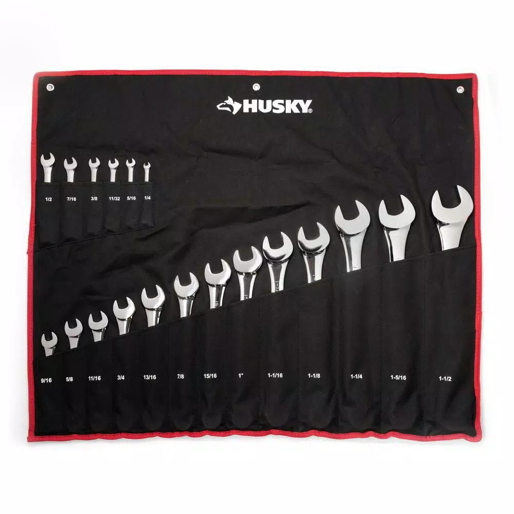 Husky 41-Piece Metric and SAE Combination Wrench Set, Extra-Large Industrial Sizes