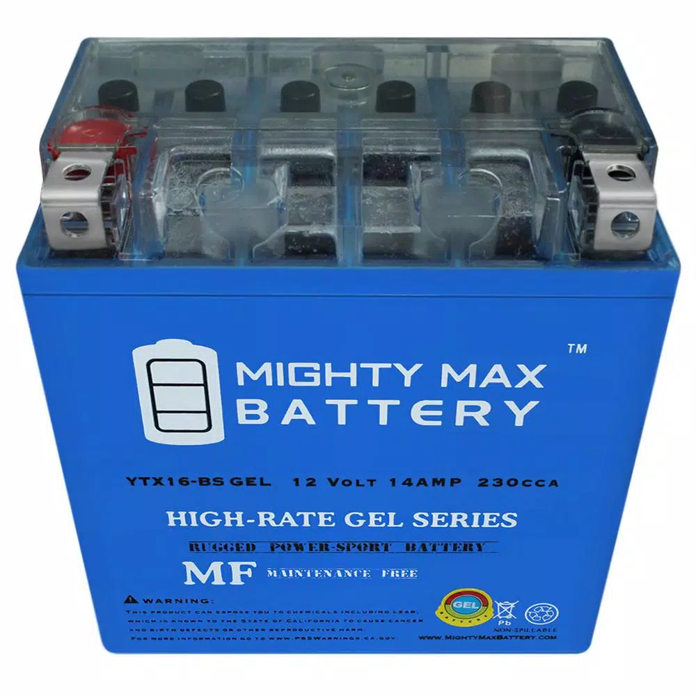 MIGHTY MAX BATTERY Mighty Max YTX16-BS GEL 12V 14 Ah 230 CCA Rechargeable Sealed Lead Acid Powersport Battery