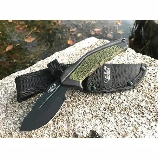 Camillus HT-5 3.25 in. Carbonitride Titanium Drop Point Fixed Blade Knife with Sheath