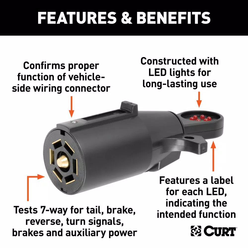 CURT 7-Way RV Blade Connector Tester for Trailer Wiring