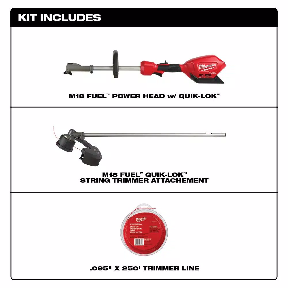 Milwaukee M18 FUEL QUIK-LOK 18V Cordless Brushless String Trimmer with 0.095 in. Line