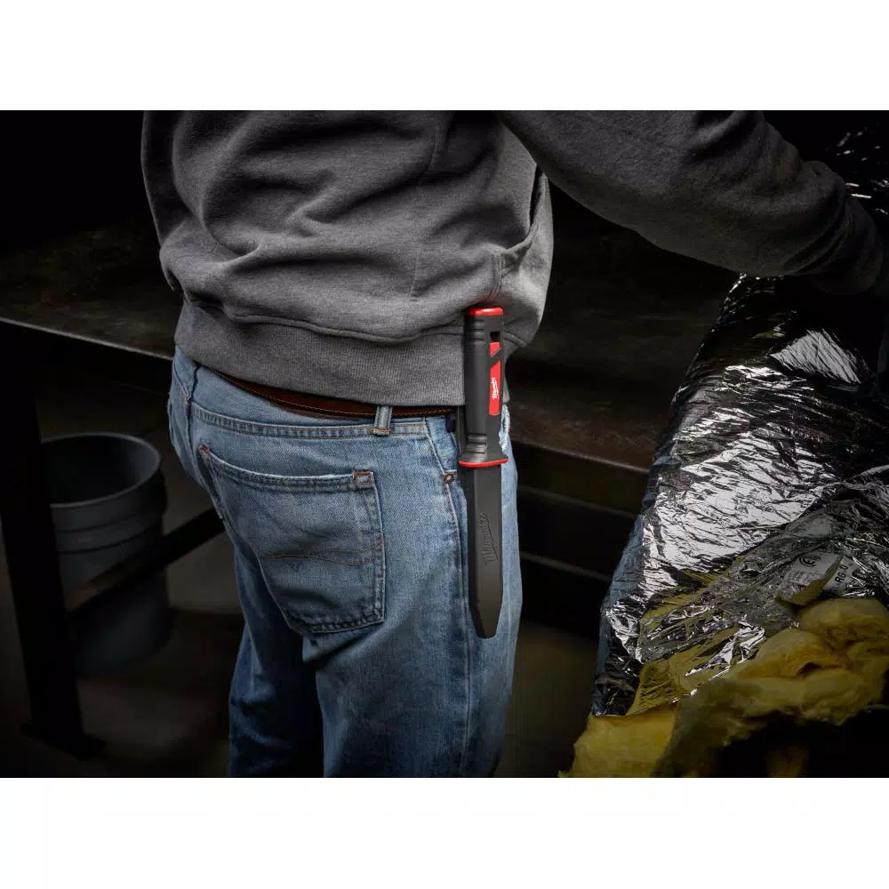Milwaukee 11 in. Stainless Steel Partially Serrated Duct Knife with Sheath
