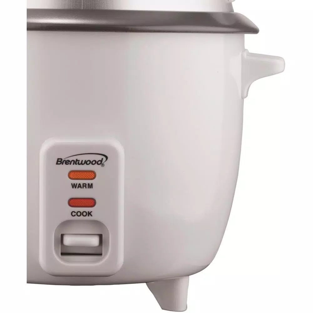 Brentwood 8-Cup White Rice Cooker with Steamer Attachment