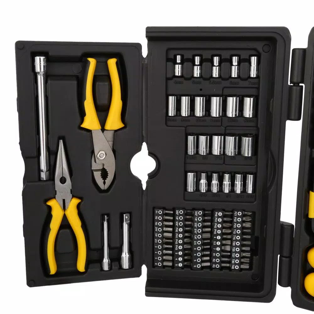 Stanley 150-Piece SAE Mechanics Tool Set with 1/4 in. & 3/8 in. Drive, Chrome Vanadium Steel