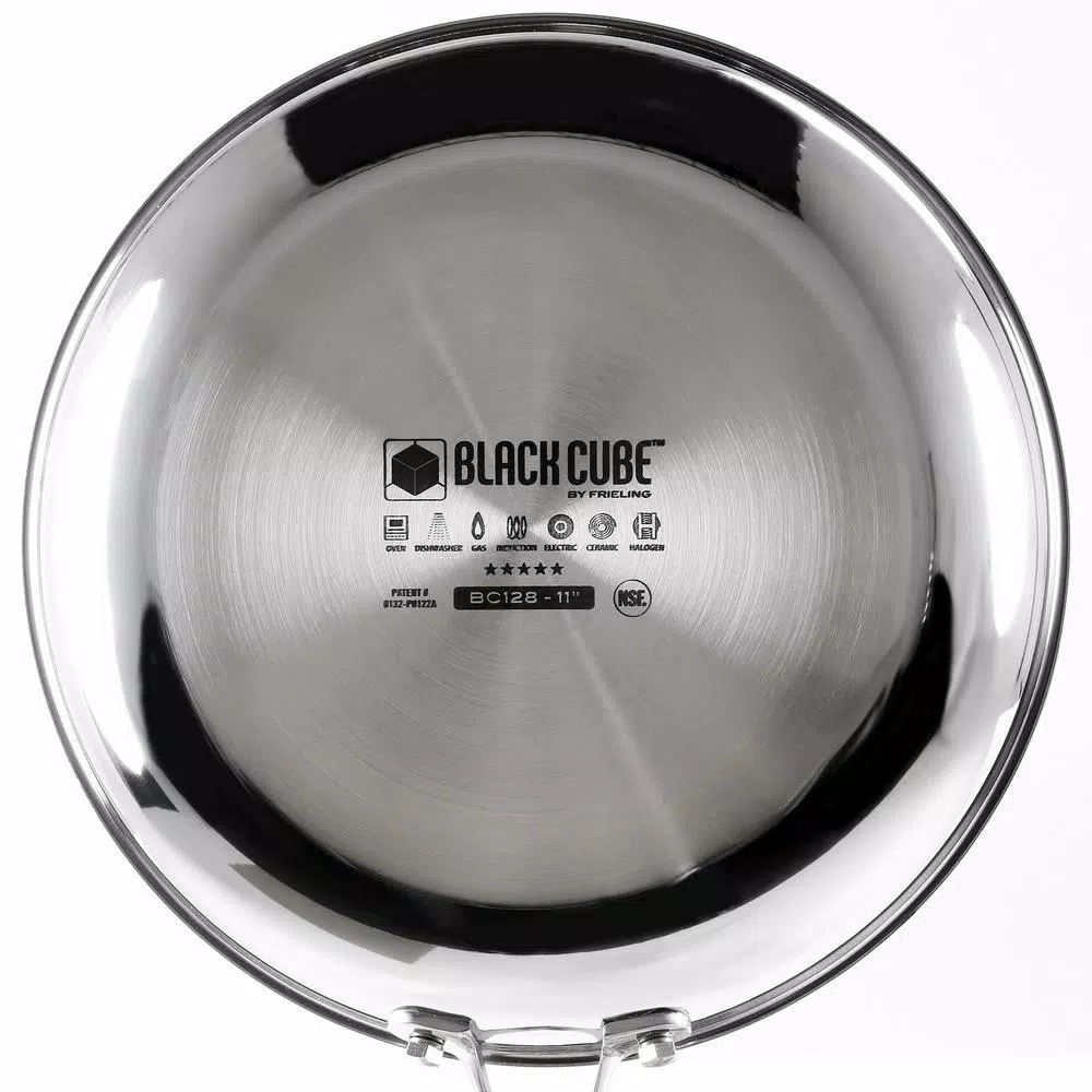 Black Cube 12.5 in. Hybrid Non-Stick Stainless Steel Wok
