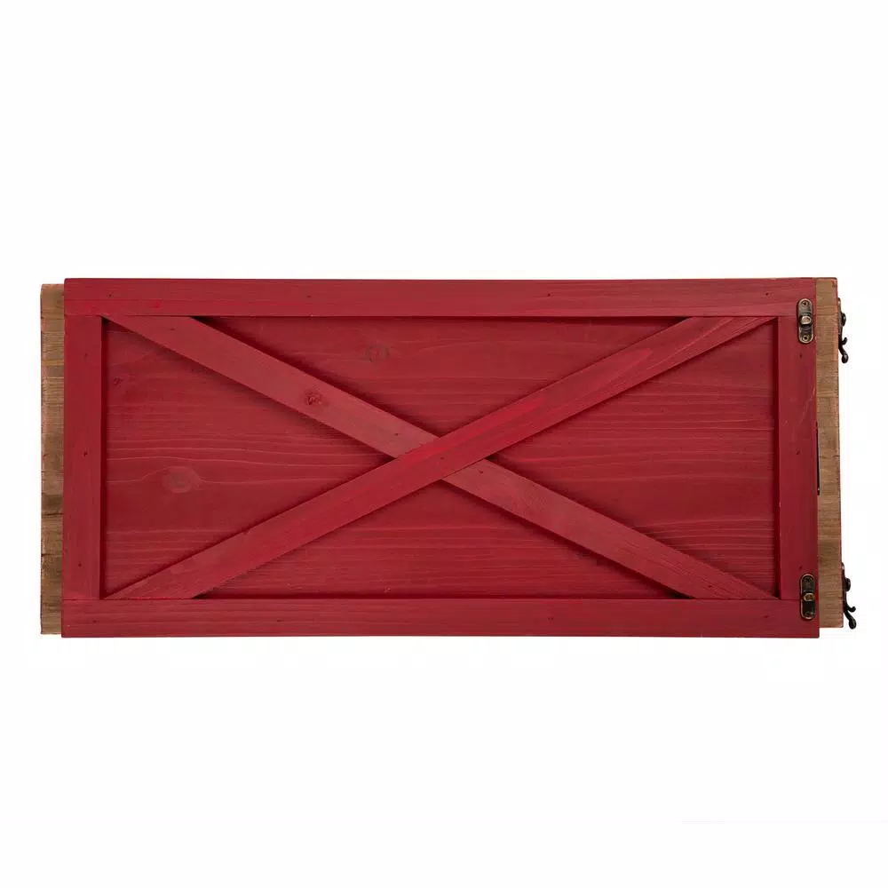 Glitzhome 26 in. Red Wooden Tree Collar - Handcrafted Rustic Tree Box