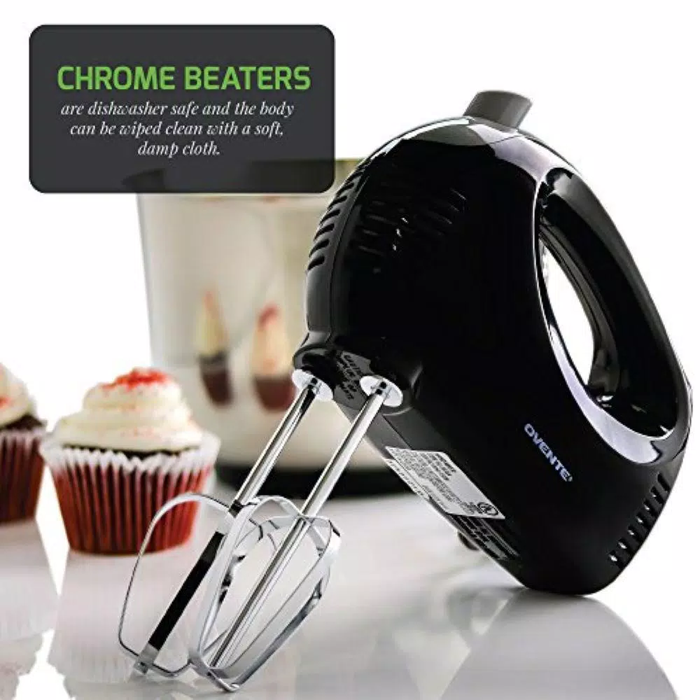 Ovente 5-Speed Ultra Power Hand Mixer with Storage Case, 150W, Black