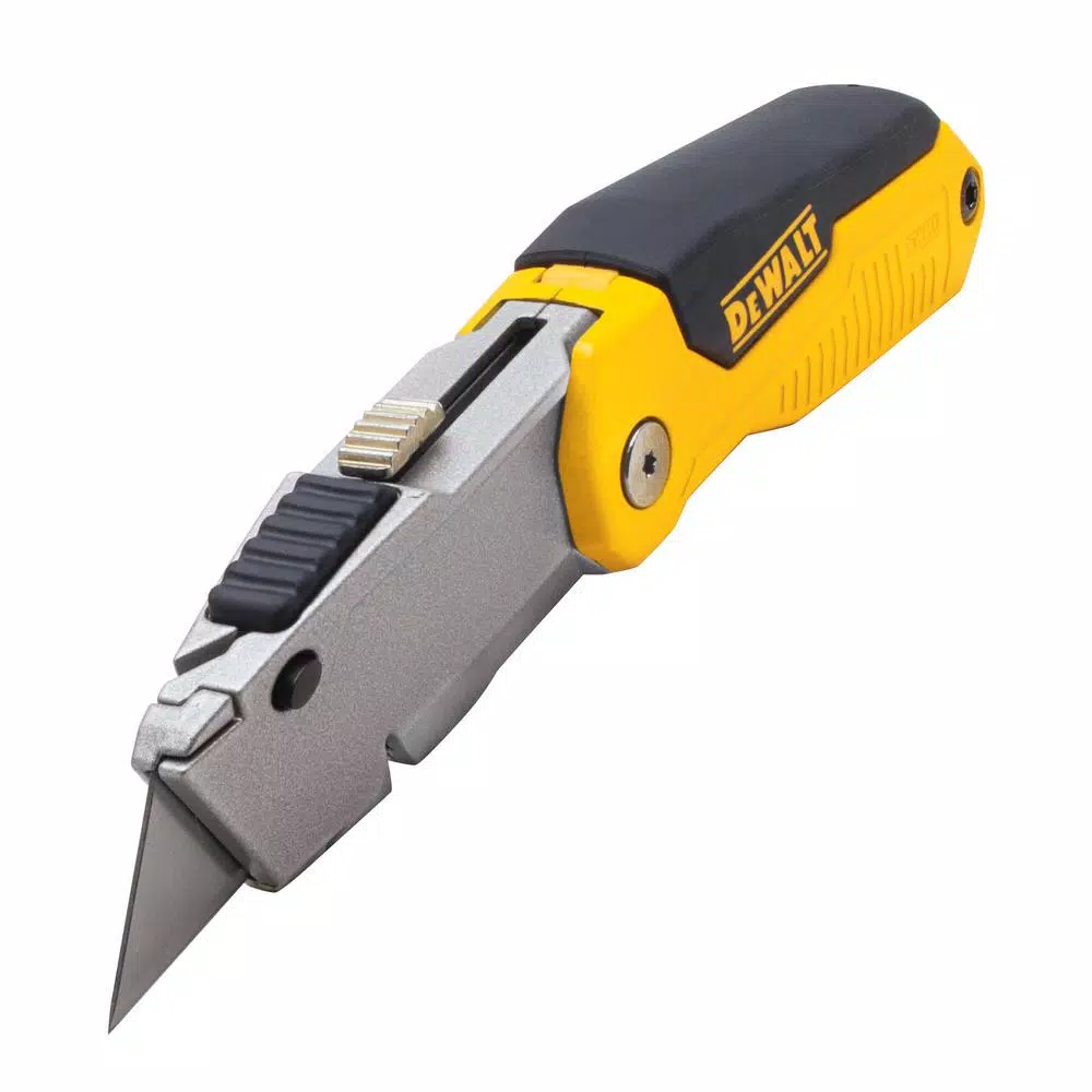DEWALT Folding Retractable Utility Knife with Metal Body and Blade Storage