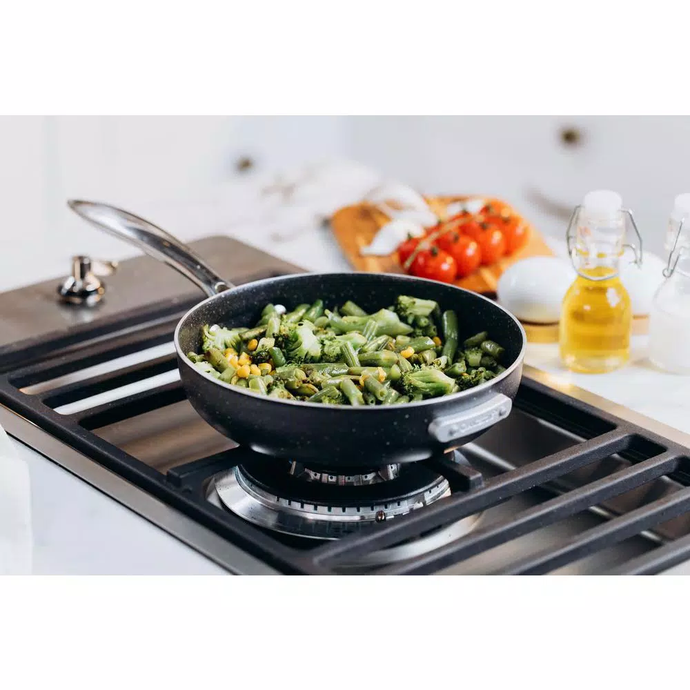 GRANITESTONE StackMaster 10-Piece Non-Stick Diamond Infused Aluminum Cookware Set with Glass Lids