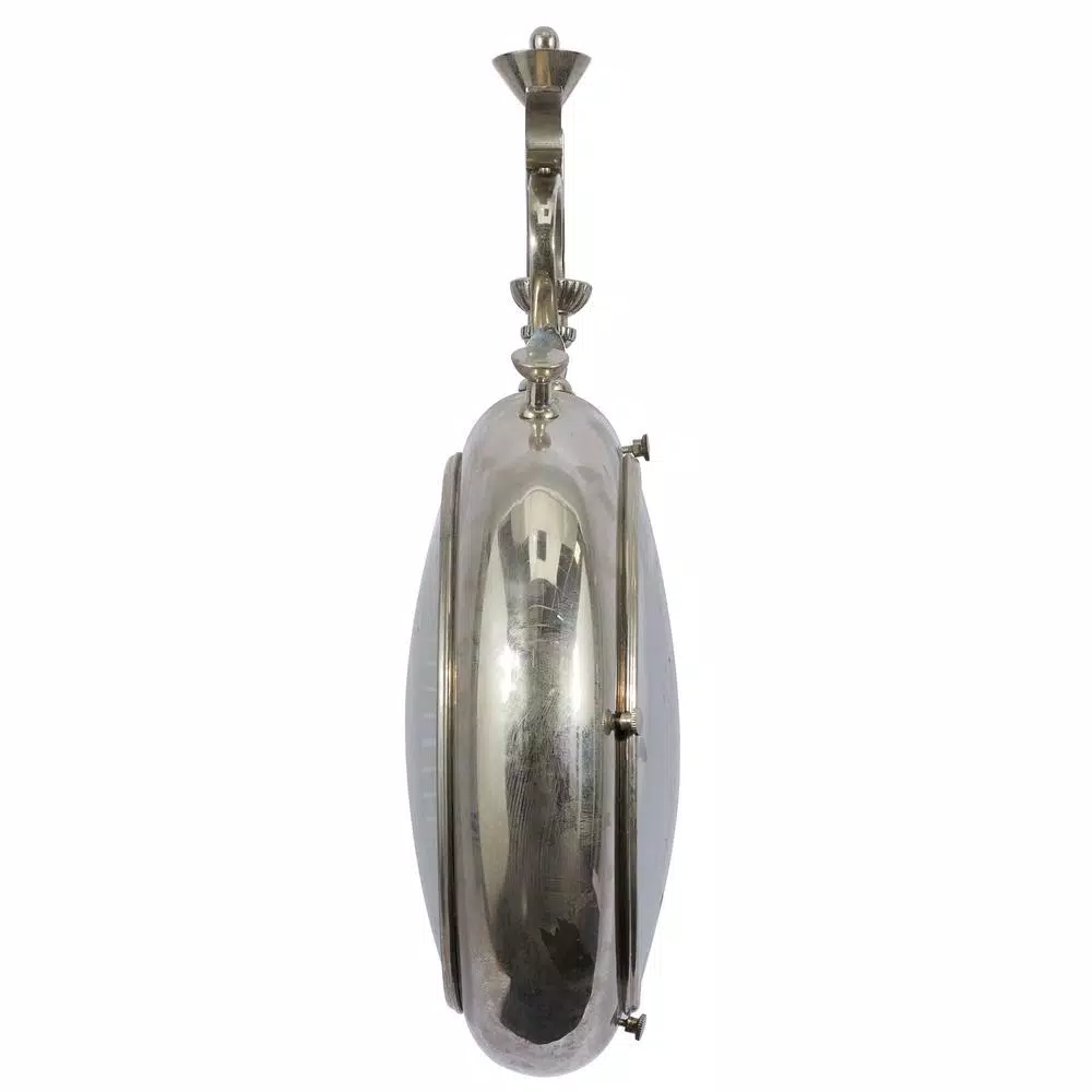 LITTON LANE 22 in. x 16 in. Vintage Pocket-Watch-Style Suspended Wall Clock, Silver Finish