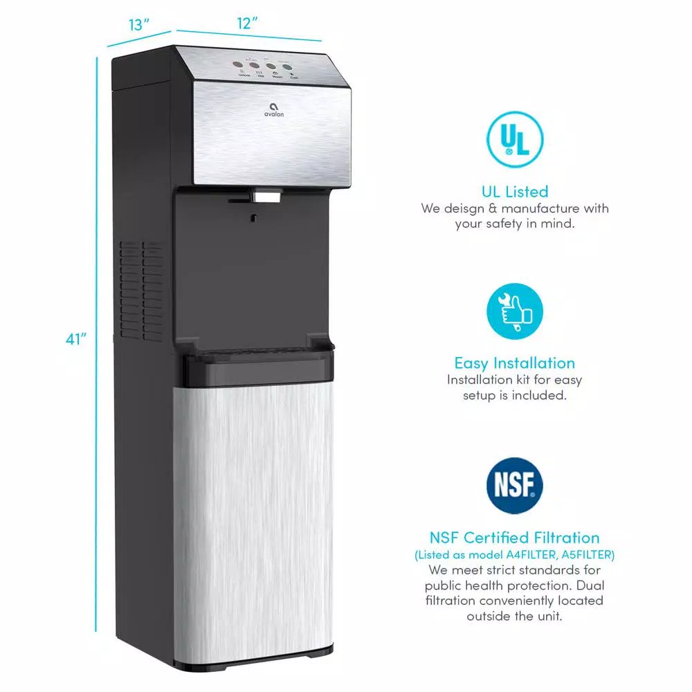 Avalon A13 Electric Bottleless Water Dispenser, Stainless Steel, 3 Temperatures, Self-Cleaning