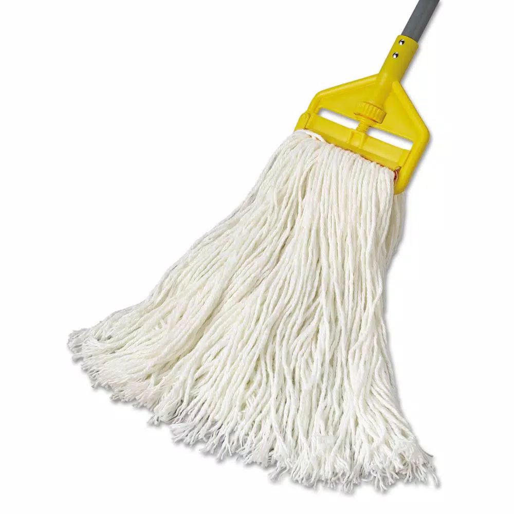 Rubbermaid Commercial Products 24 oz. White Premium Cut-End Mop Heads with 1 in. Orange Headband (Case of 12)