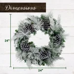 Fraser Hill Farm 24 in. Artificial Christmas Wreath with Oversized Pinecones and Flocked Snow thumbnail 2