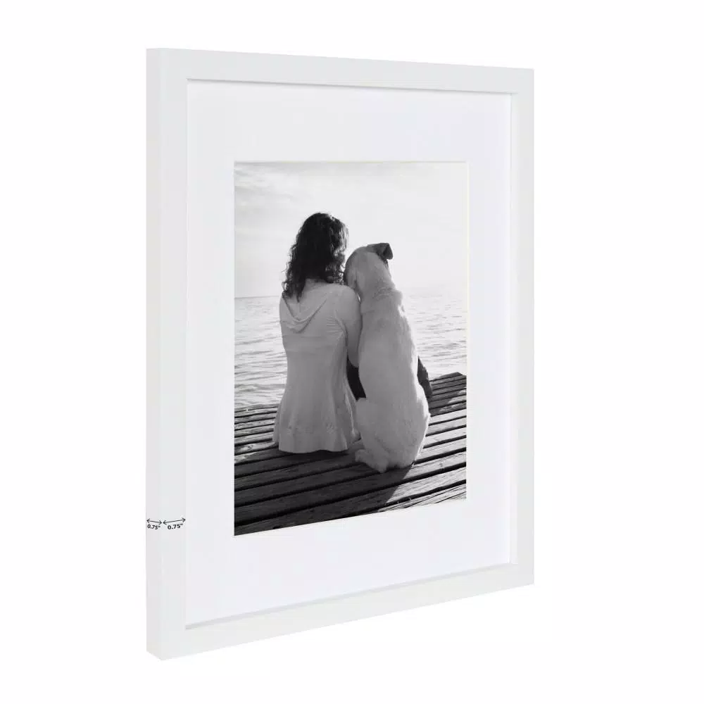 DesignOvation Gallery White Wood Picture Frame Set, 11 x 14 in. Matted to 8 x 10 in. (Set of 4)