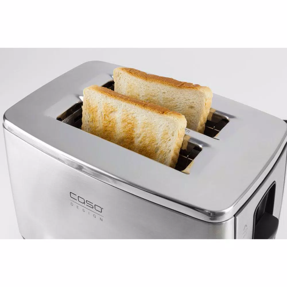 CASO Design Inox 2-Slice Stainless Steel Wide Slot Toaster with LED Display