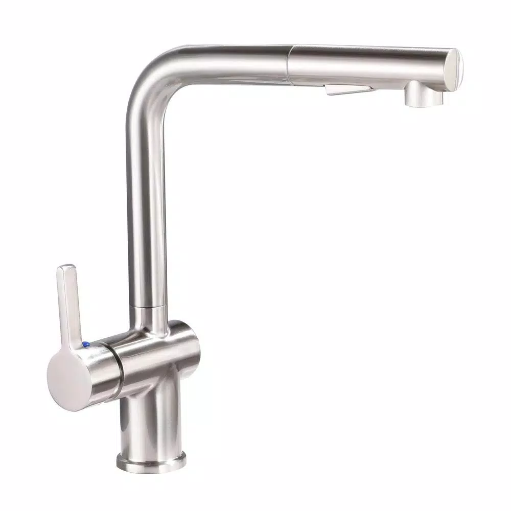Vanity Art Brushed Nickel Single-Handle Pull Out Kitchen Faucet with 360 Degree Swivel Spout