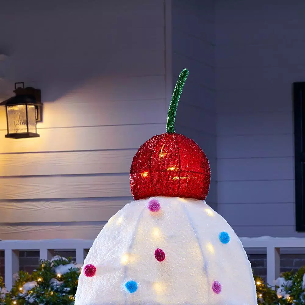Home Accents Holiday 42 in. Warm White 40-Light LED Ice Cream Yard Decoration