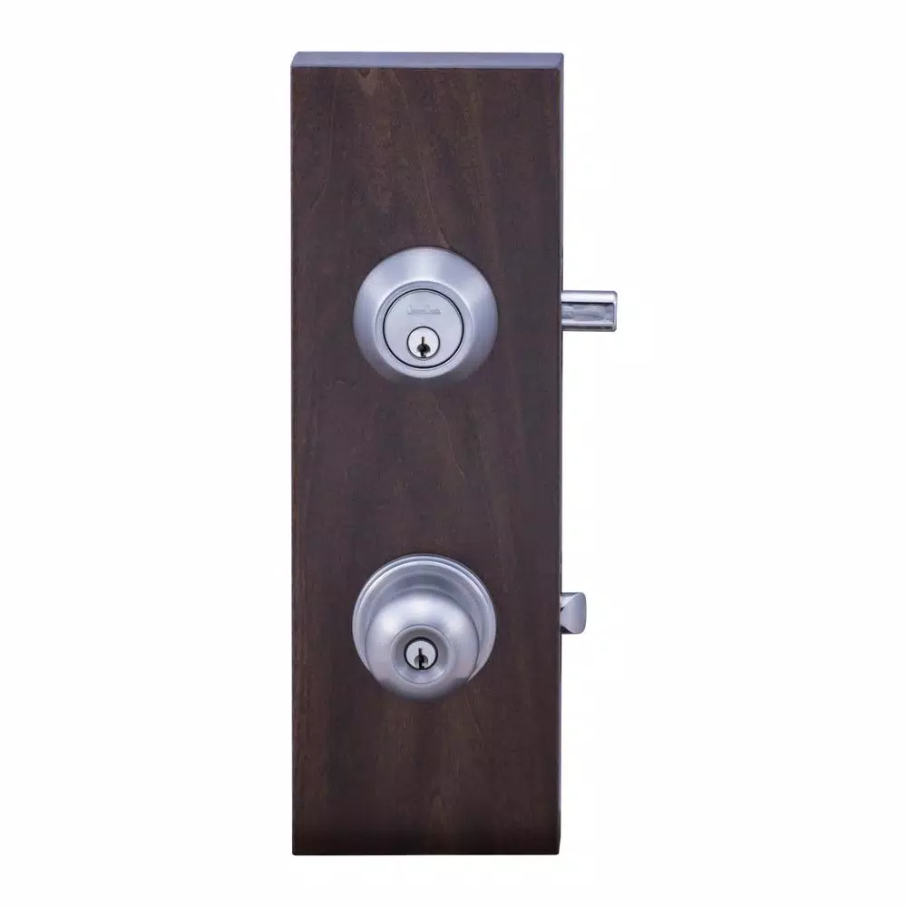 Copper Creek Satin Stainless Steel Contemporary Entry Door Knob and Deadbolt Combo Set