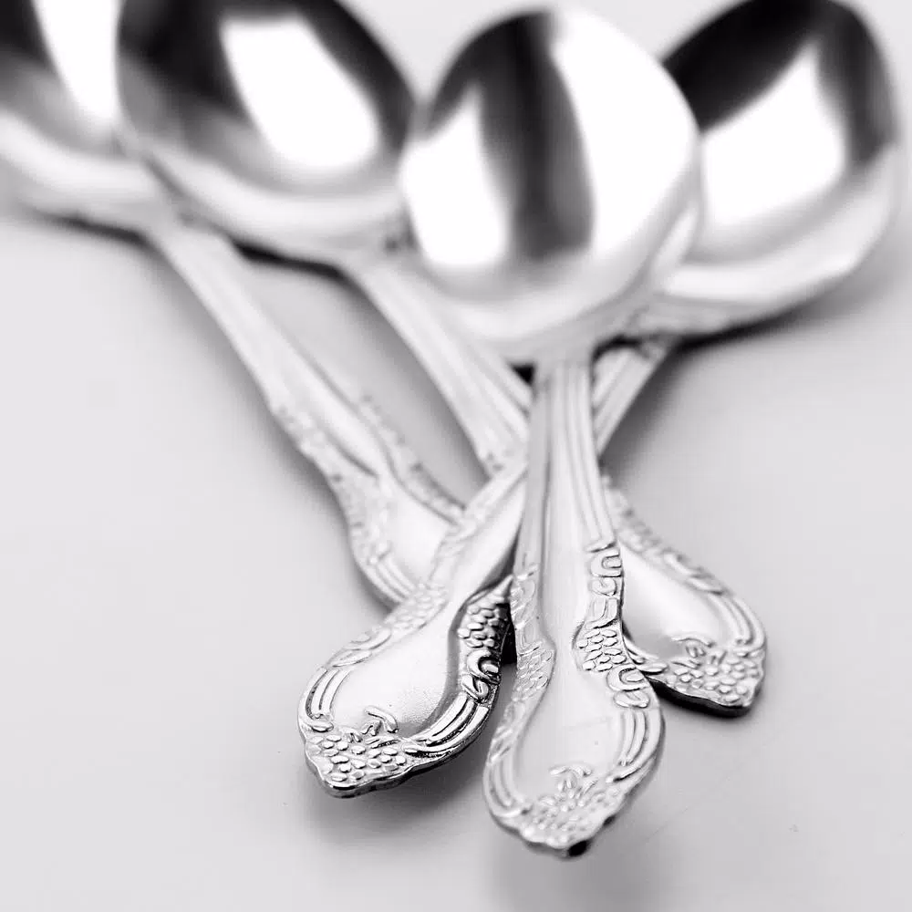 Gibson Home Abbie 24-Piece Stainless Steel Teaspoon Set, Ornate Silver Design, Service for 24