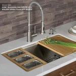 KRAUS Workstation Kitchen Sink Accessory Set: Bamboo Serving Board & 3 Stainless Steel Prep Bowls thumbnail 10