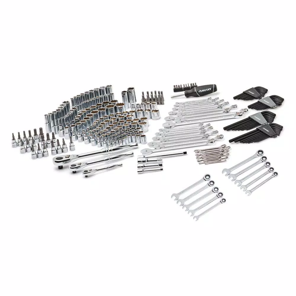 Husky 278-Piece Mechanics Tool Set with 1/4 in., 3/8 in., and 1/2 in. Drive Ratchets and Sockets