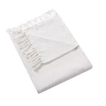 Unbranded MHF Home 50 in. x 60 in. 100% Cotton White Knit Throw Blanket with Tassels thumbnail 2