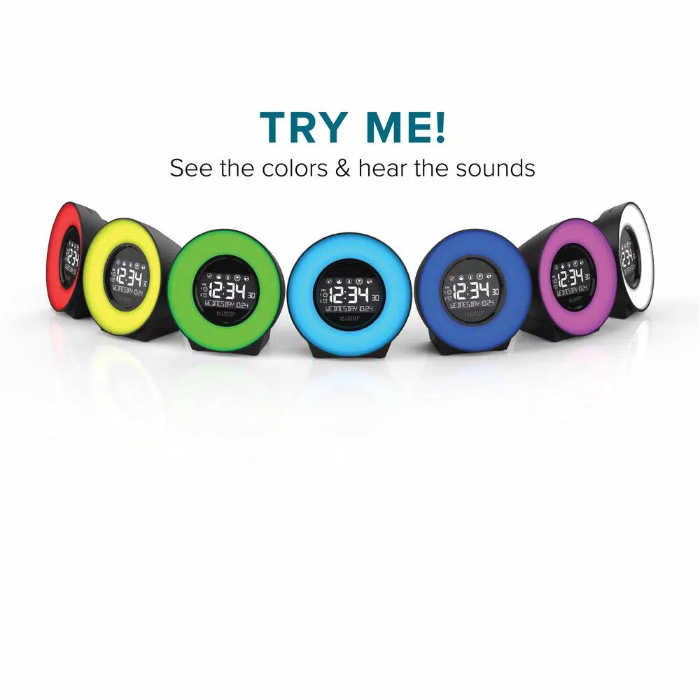 La Crosse Technology Mood Light Digital Alarm Clock with 5 Nature Sounds and USB Charging Port