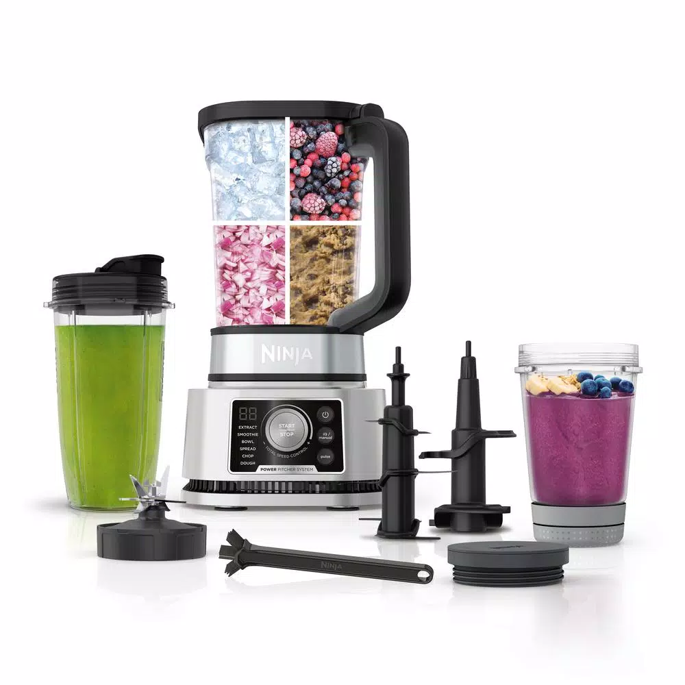 Ninja Foodi Power Pitcher 72 oz. Single Speed Silver Blender with smartTORQUE, 1400 Peak Watts