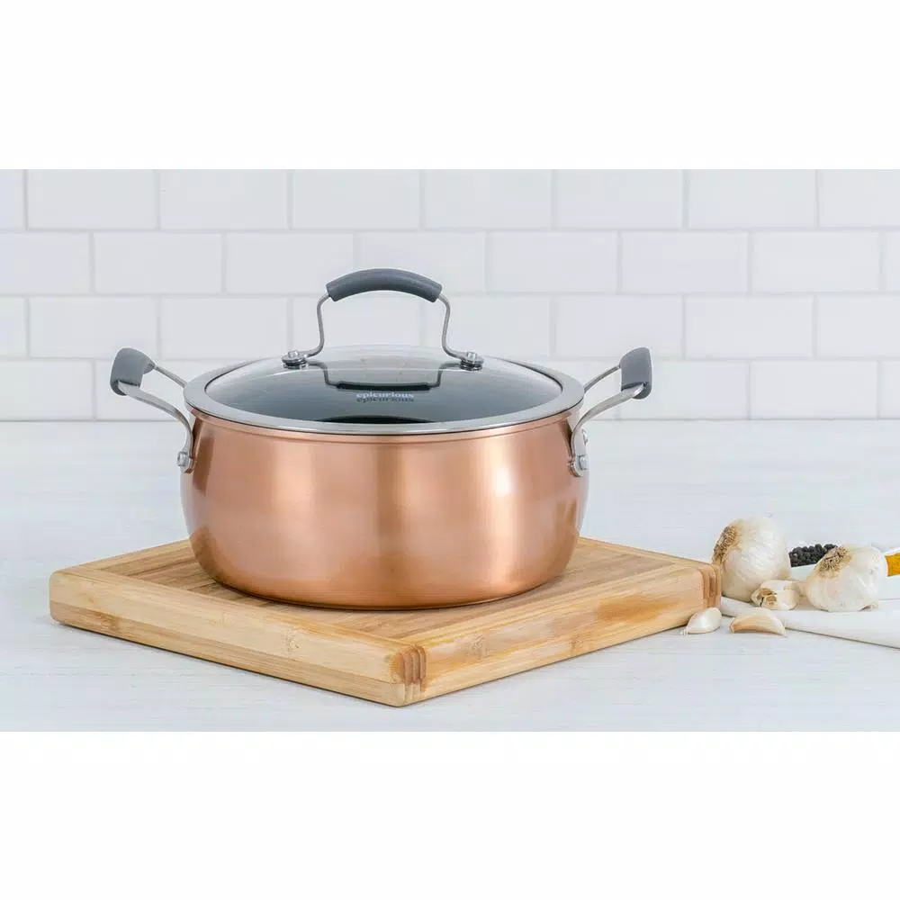 Epicurious 5 Qt. Hard-Anodized Aluminum Nonstick Chili Pot with Glass Lid, Copper