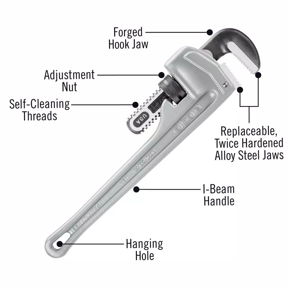 RIDGID 814 14 in. Aluminum Straight Pipe Wrench