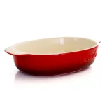 Gibson 2.5 Qt. Red Stoneware Oval Baking Pan thumbnail 1