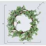 Worth Imports 18 in. Green Leaves and Red Berries Artificial Holiday Wreath thumbnail 2