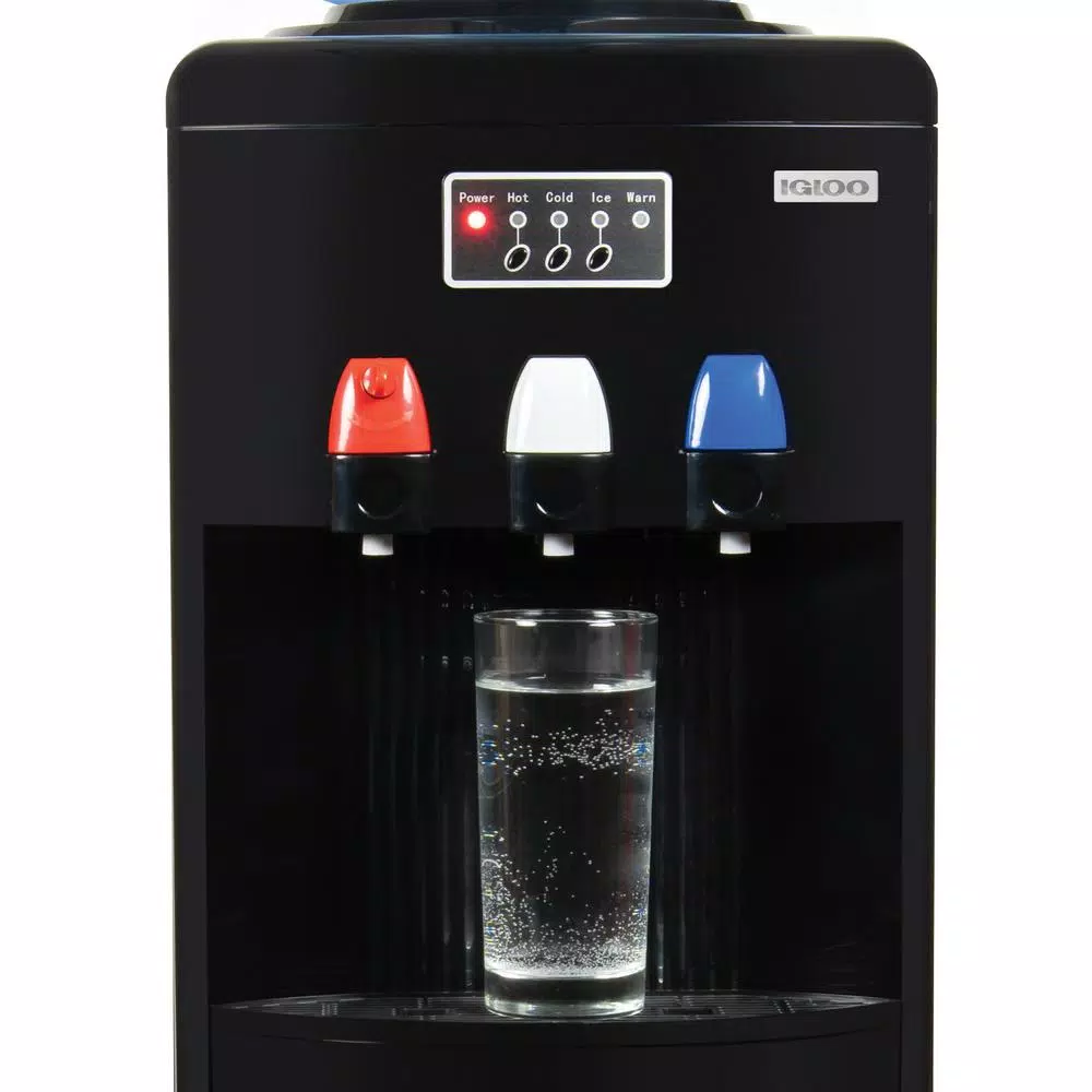 Igloo Top Loading Water Dispenser with Built-in Ice Maker, Hot & Cold Water, Black
