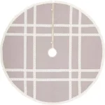 VHC Brands 60 in. Grey Margot Farmhouse Christmas Tree Skirt with Diamond Cut Lace thumbnail 1