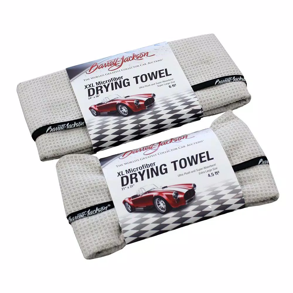 Barrett-Jackson Waffle Weave Drying Towel Kit - 2 Piece Car Care Set
