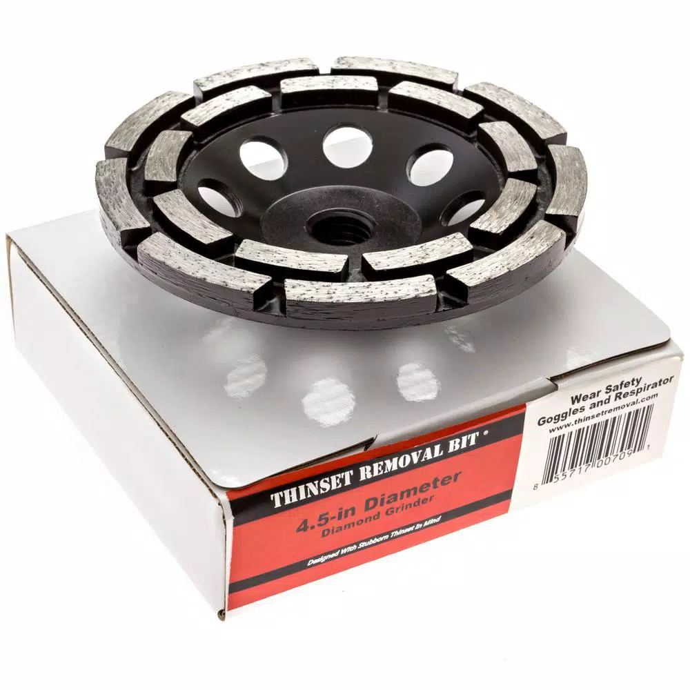 Thinset Removal Bit 4.5 in. Double Row Diamond Grinding Cup Wheel for Masonry and Thinset Removal