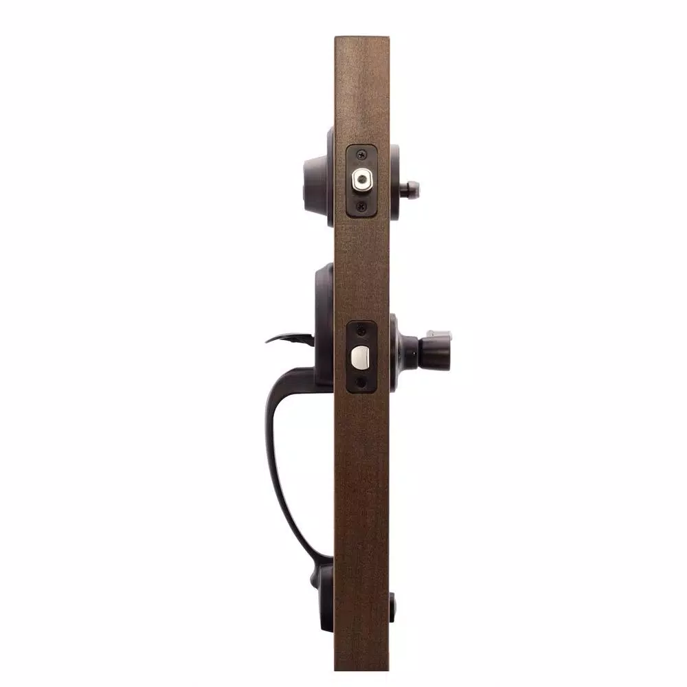 Copper Creek Mid Century Modern Tuscan Bronze Front Door Handleset with Left-Hand Scandinavian Lever Trim