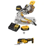 DEWALT 20V MAX Cordless 7-1/4 in. Sliding Compound Miter Saw Kit with 4.0Ah Battery & Oscillating Tool Bonus thumbnail 1