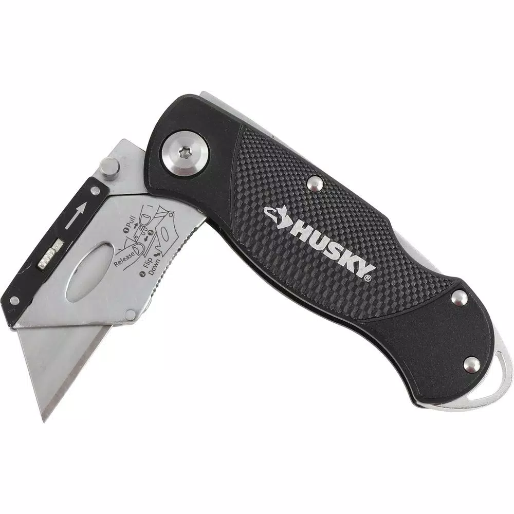 Husky 2-Piece Folding Lock-Back Utility Knife Set with 10 Blades