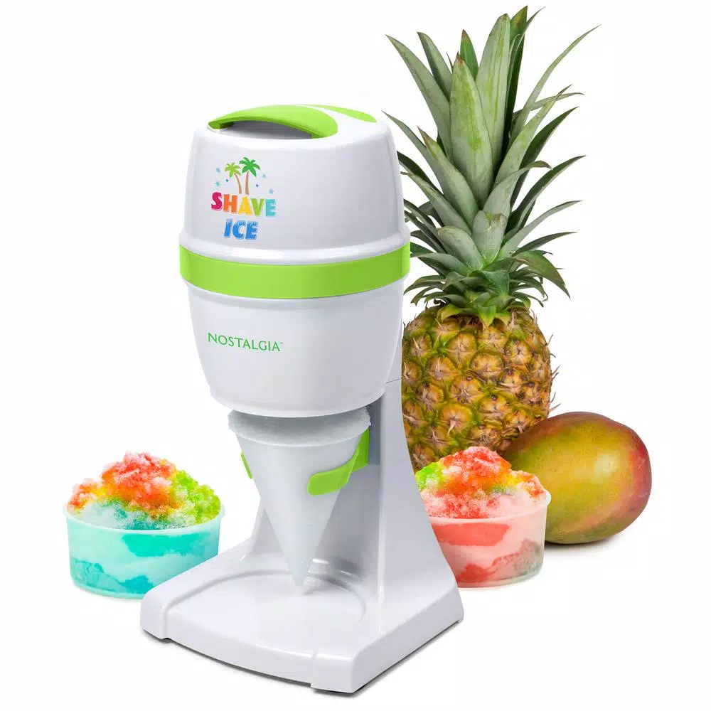 Nostalgia Snow Cone Maker and Shave Ice Machine, 50W, White