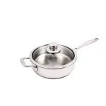 Swiss Diamond Premium Clad 3.2 qt. Stainless Steel Saute Pan with Glass Lid thumbnail 1