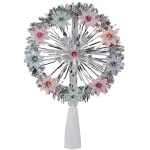 Northlight 7 in. Silver Tinsel Snowflake Starburst Christmas Tree Topper with Multi-Color Lights thumbnail 1