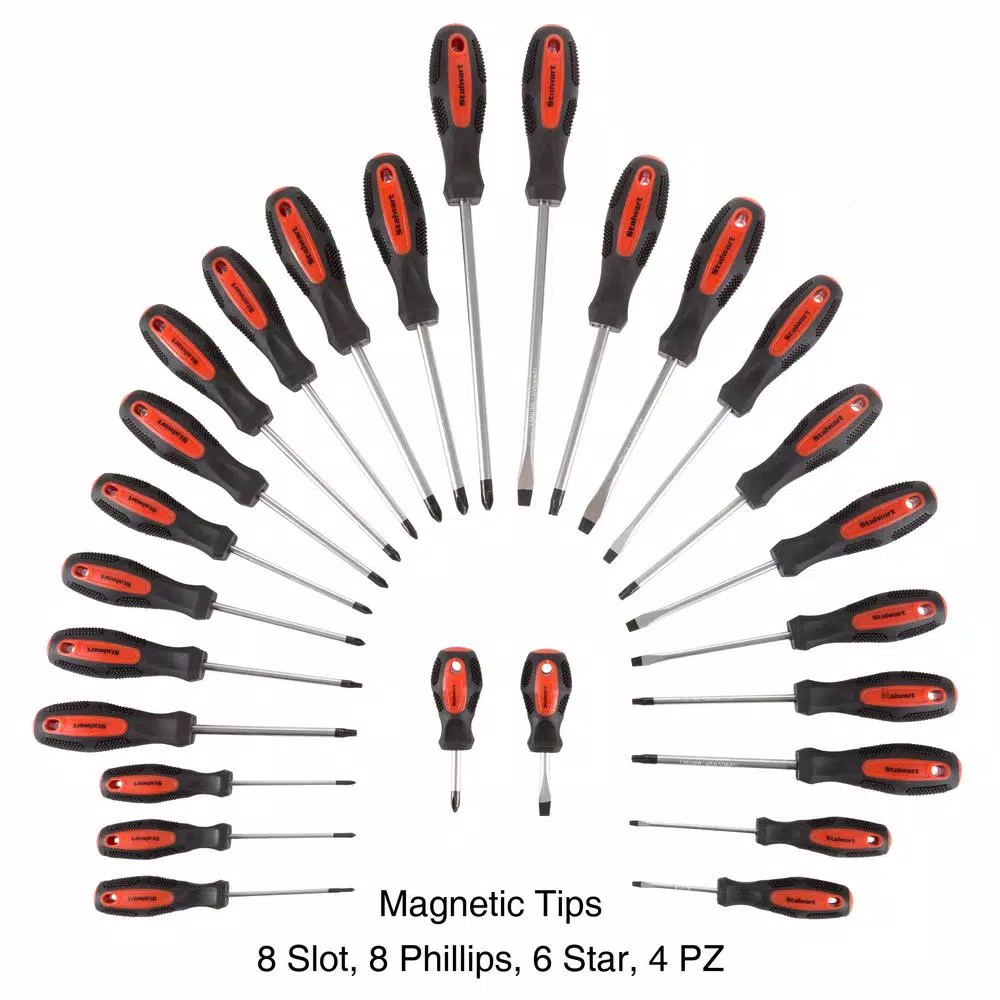 Stalwart 26-Piece Screwdriver Set with Magnetic Tips and Storage Stand