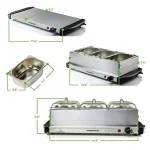 Ovente FW153W 3-Tray Buffet Server with Stand-Alone Warming Tray, Stainless Steel thumbnail 3