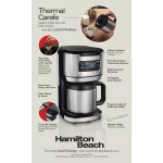 Hamilton Beach 12-Cup Programmable Coffee Maker with Thermal Carafe, Black thumbnail 4