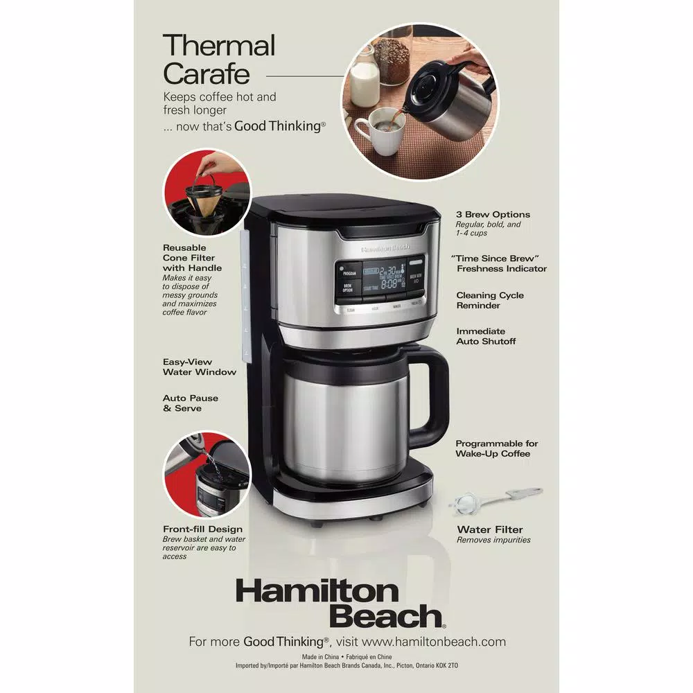 Hamilton Beach 12-Cup Programmable Coffee Maker with Thermal Carafe, Black