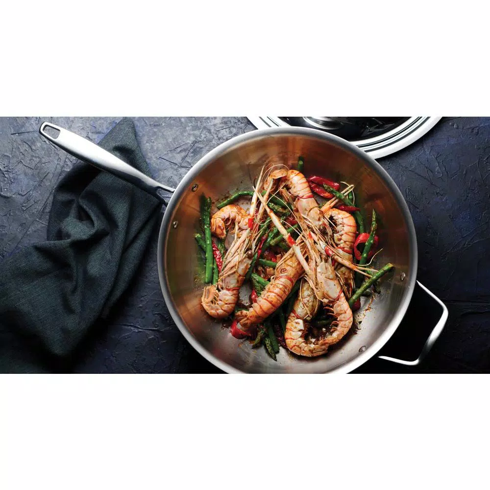 Tramontina 12 in. Tri-Ply Clad Stainless Steel Wok with Lid