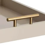 Kate and Laurel Lipton Decorative Rectangular Tray with Brushed Metal Handles, Brown Glossy Finish thumbnail 3