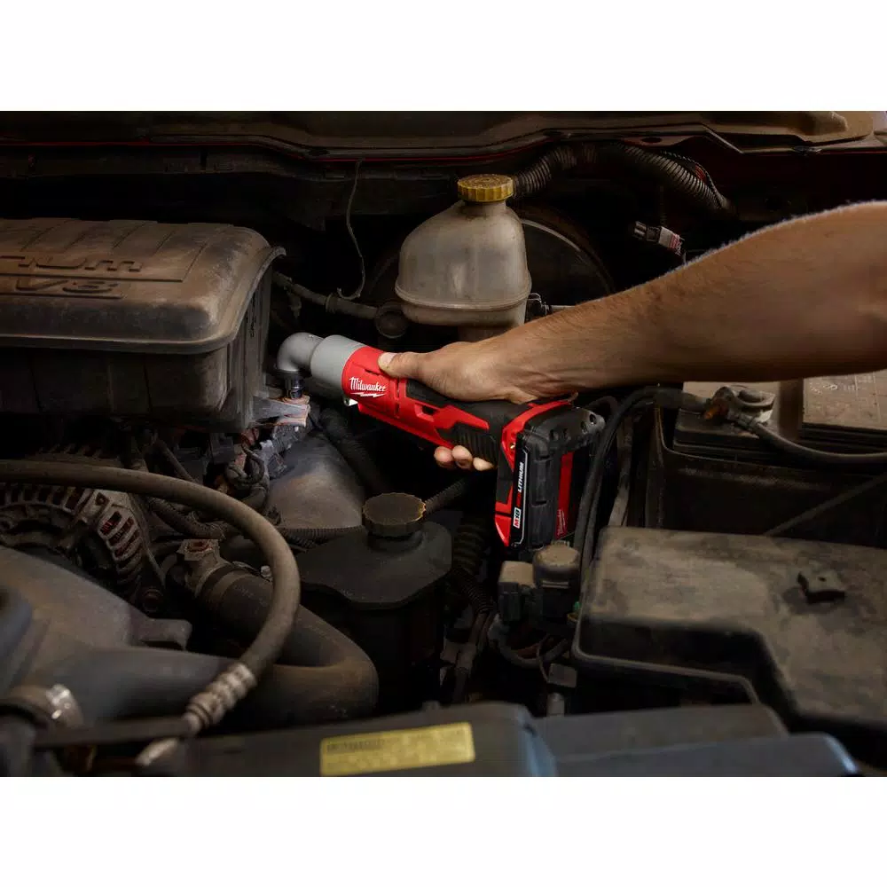 Milwaukee M18 18V Cordless 3/8 in. 2-Speed Right Angle Impact Wrench Kit with 1.5 Ah Battery, Charger, and Hard Case