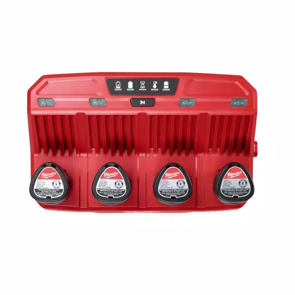 Milwaukee M12 12V Lithium-Ion 4-Port Sequential Battery Charger